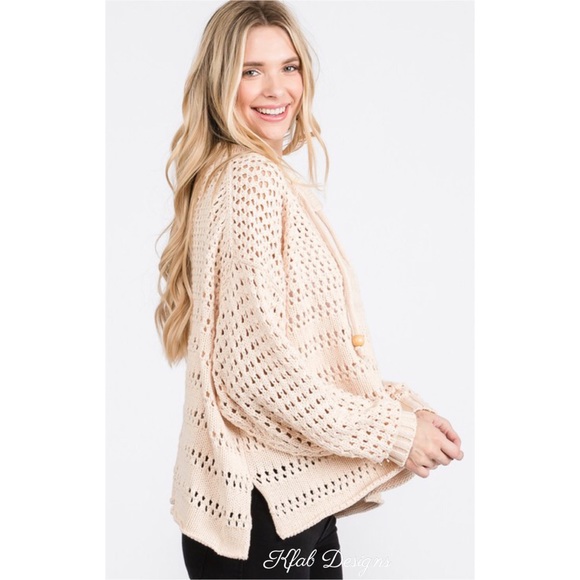 LAST 1! Cream Soft Balloon Sleeve Tie Front Sweater! - Picture 8 of 9